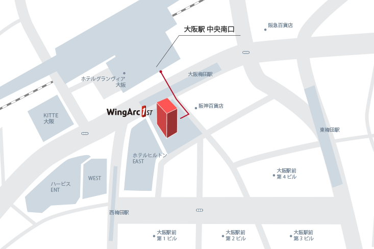 ウイングアーク１ｓｔ株式会社　大阪オフィス アクセスマップ